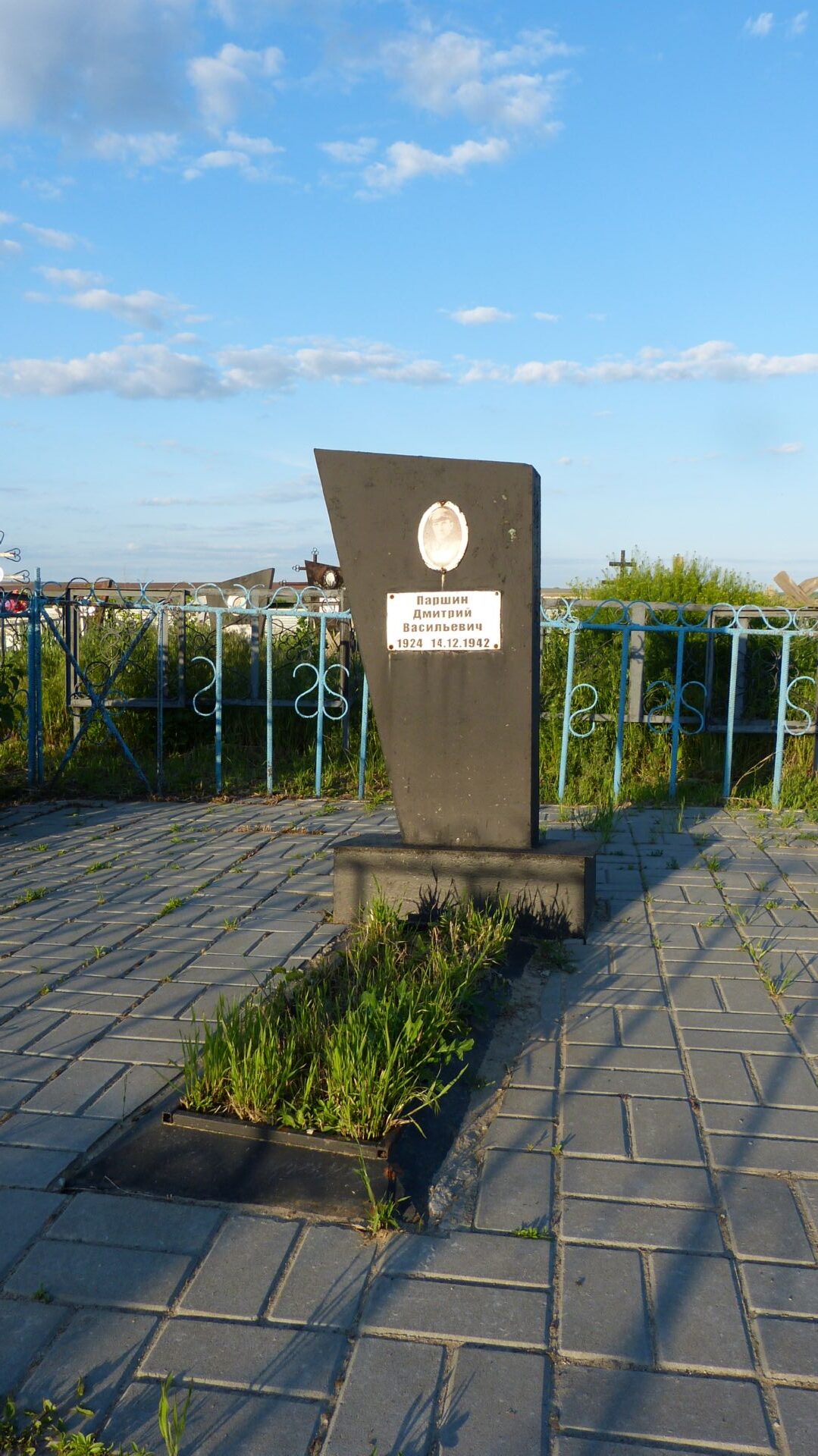 Могила старшего политрука Д.В. Паршина, погибшего в борьбе с фашистами в период Сталинградской битвы, Суровикинский район, х. Савинский (1)