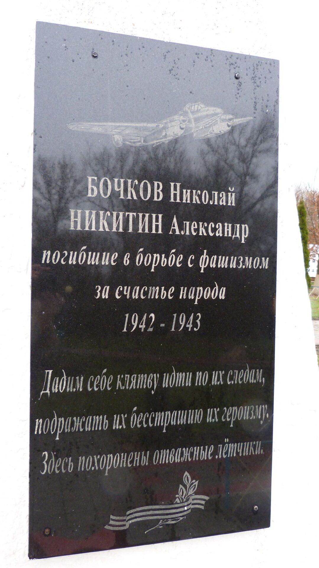 Братская могила советских летчиков Н.И. Бочкова и А. Никитина, погибших в период Сталинградской битвы, Еланский район, с. Вязовка (3)